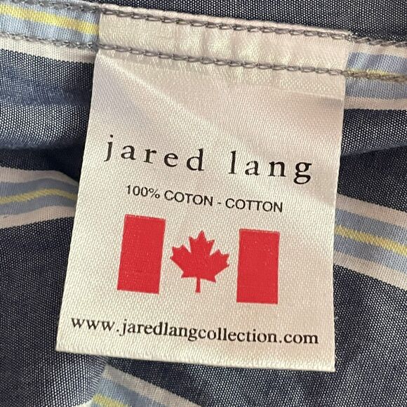Jared Lang Flip Cuff Striped Shirt Size XL Mens 100% Cotton Denim Blue Stripes - Picture 10 of 11